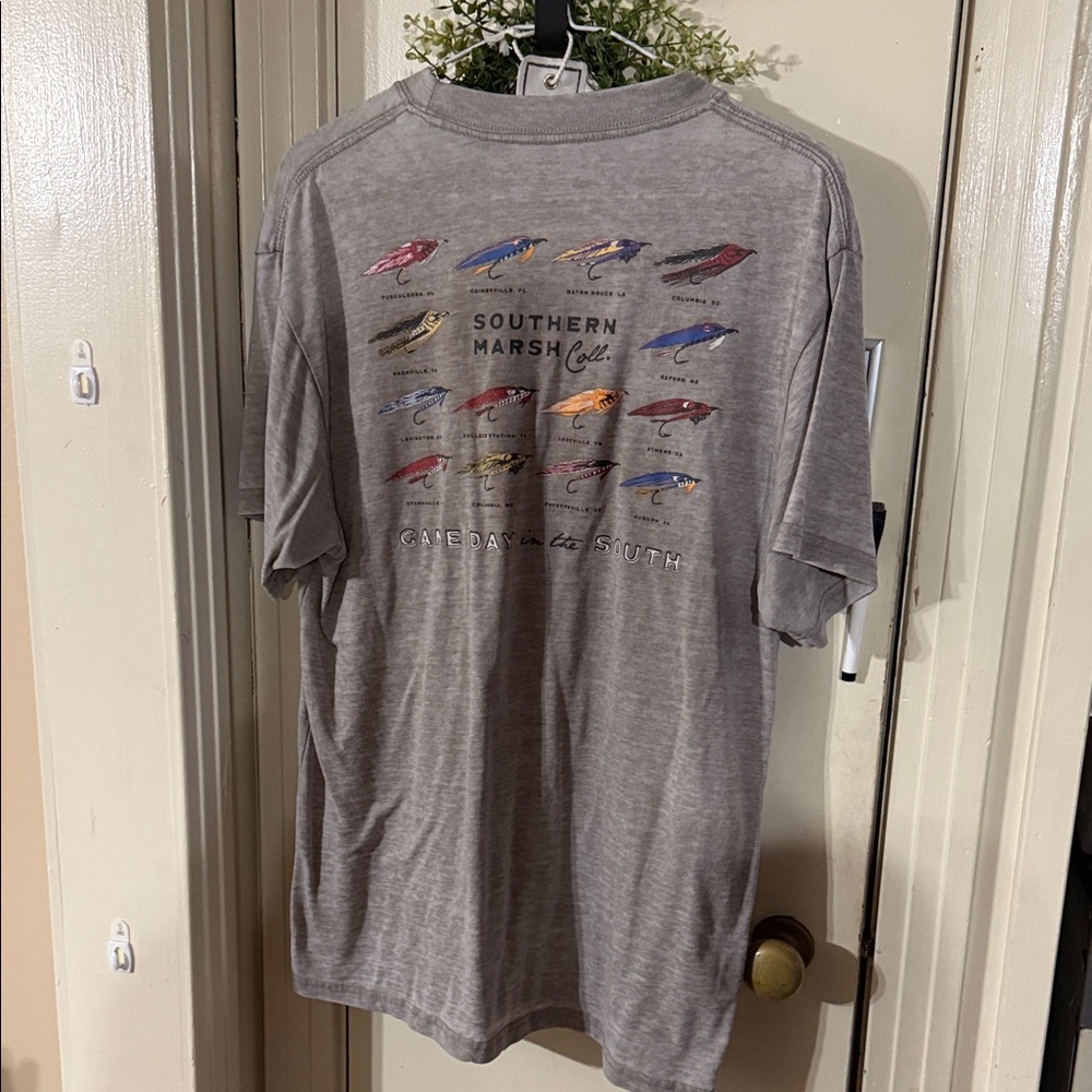 Southern Marsh Men's Heather Gray College SEC Fishing Graphic Tee